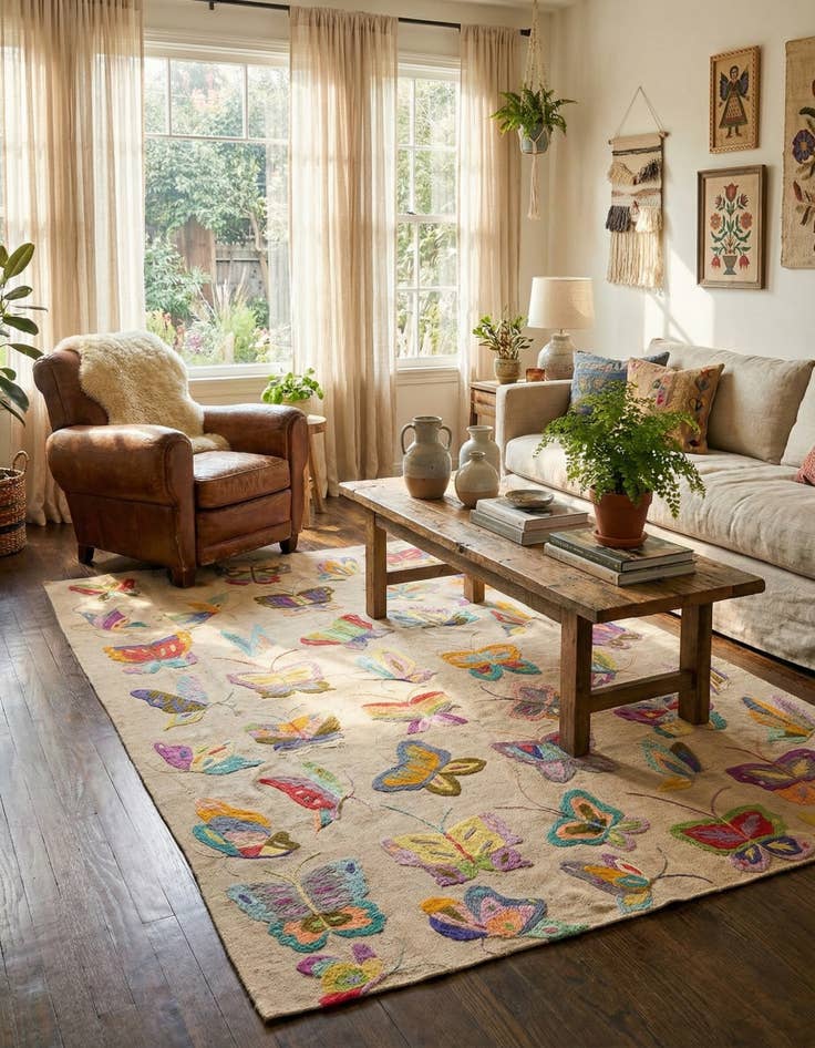 Detail image of 4' 8 x 6' 5  Hand Woven Kilim Suzani Wool Rug