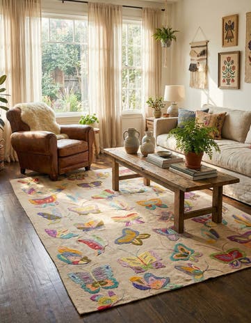 4' 8 x 6' 5 Hand Woven Kilim Suzani Wool Rug