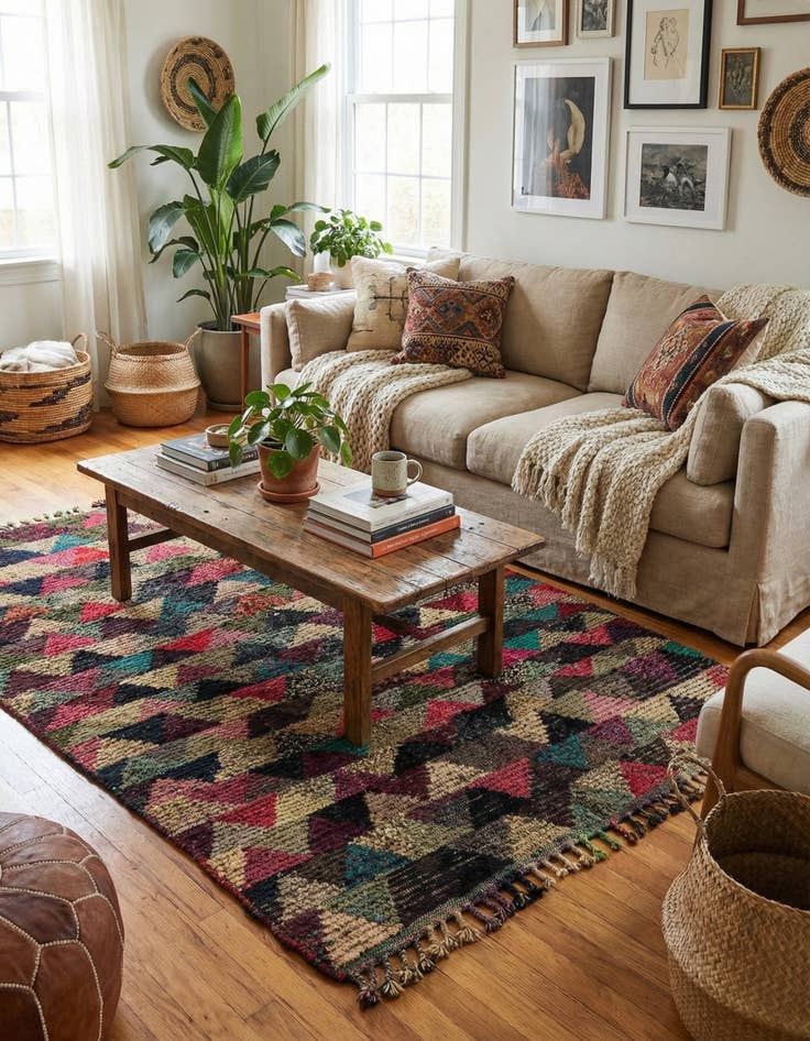 Detail image of  5' 5 x 7' 10  Hand Knotted Moroccan Wool Rug