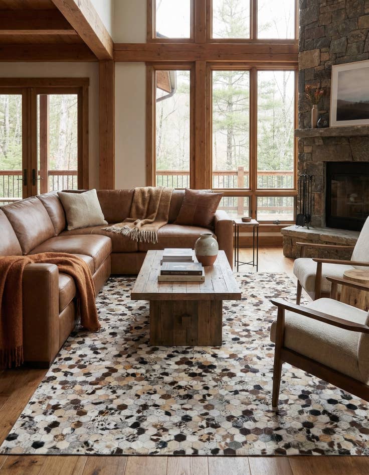 Detail image of  5' 1 x 7' 10 Cowhide Leather Rug