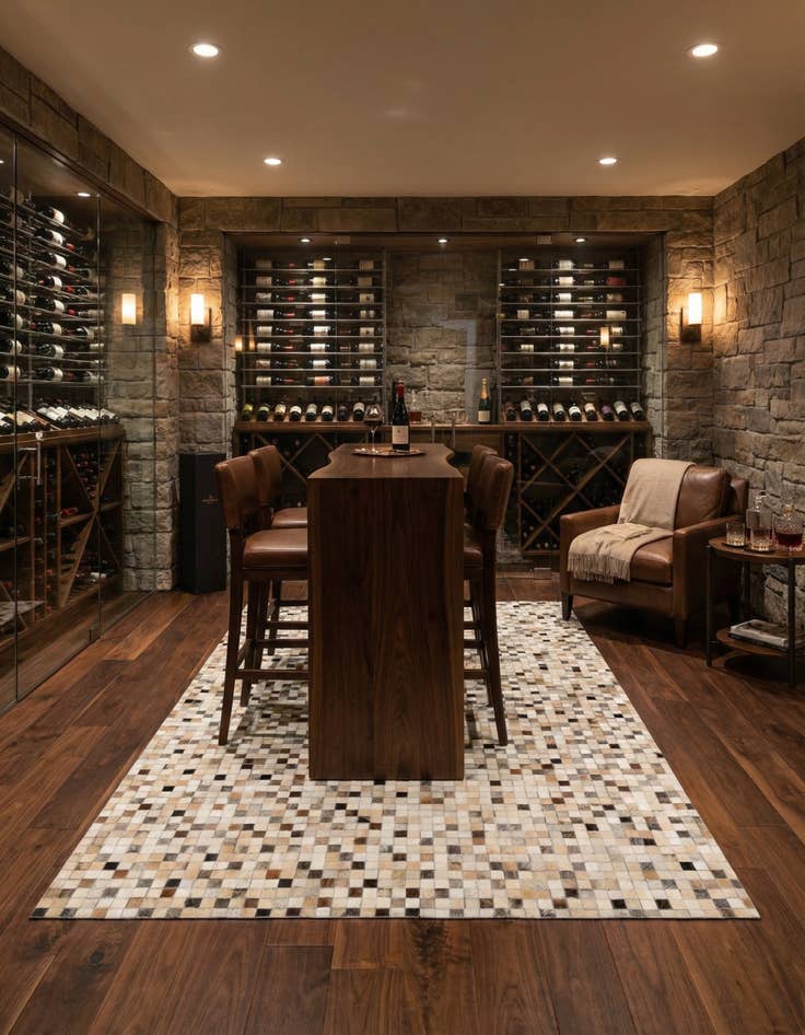 Detail image of  5' 1 x 8' 1 Cowhide Leather Rug