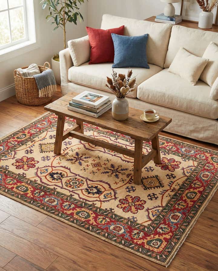 4' 11 x 7' 1 Hand Knotted Kazak Rug