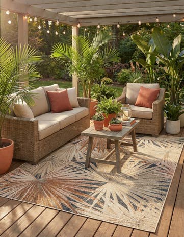 6' x 9' Easy-Clean Botanical Indoor / Outdoor Rug