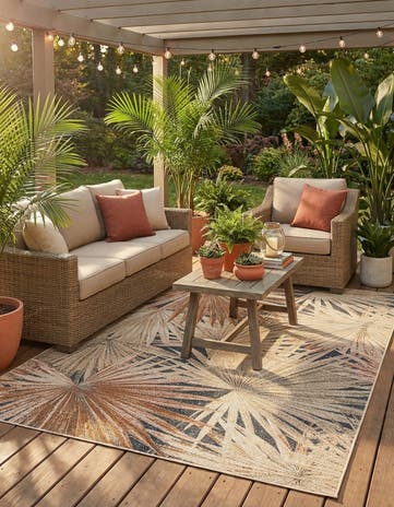 6' x 9' Easy-Clean Botanical Indoor / Outdoor Rug