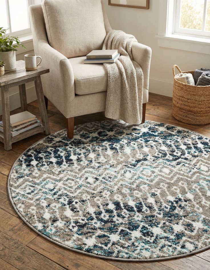 Detail image of  3' x 3' Moroccan Trellis Round Rug