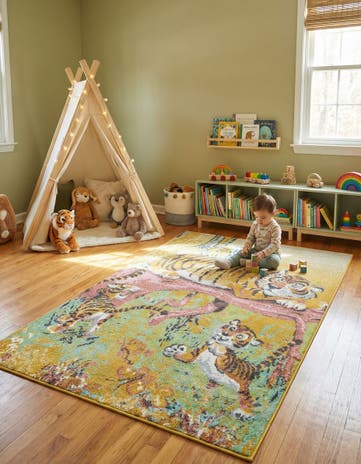 5' 3 x 8' Tiger Whimsy Kids Rug