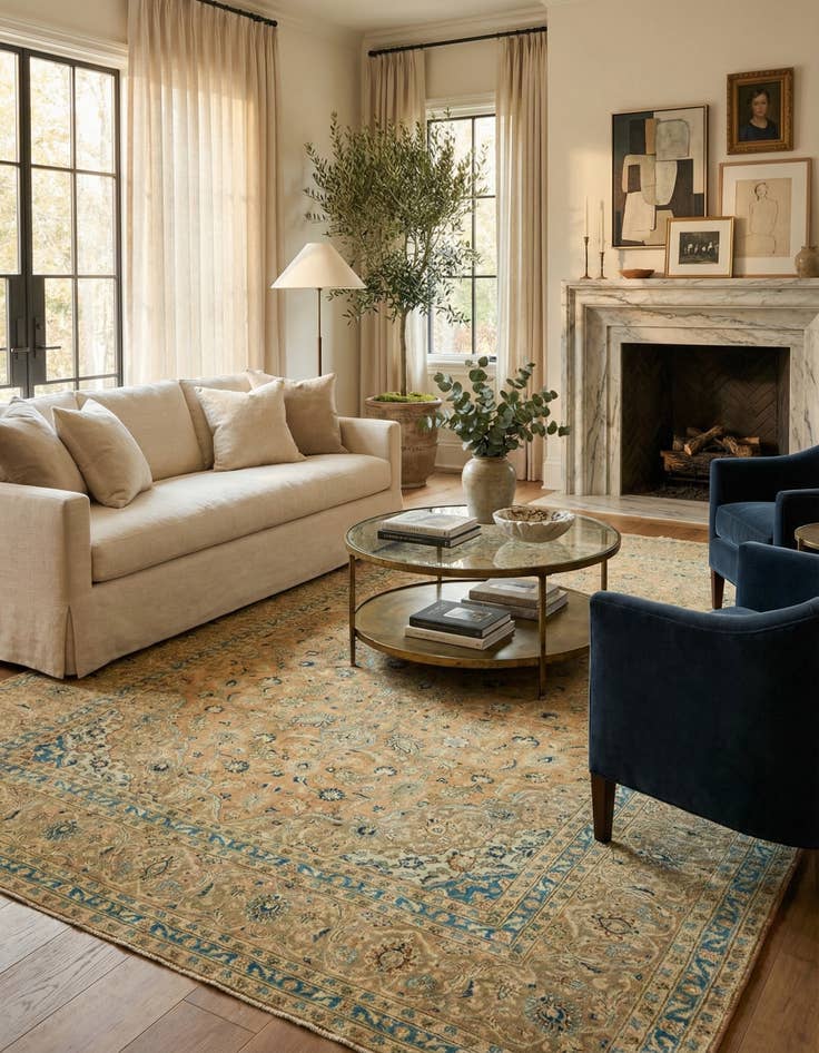 Detail image of 9' 6 x 13'  Hand Knotted Ultra Vintage Persian Wool Rug