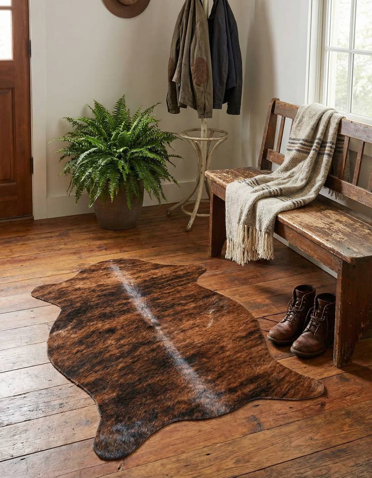 Detail image of 1' 7 x 2' 6 Cowhide Leather Rug