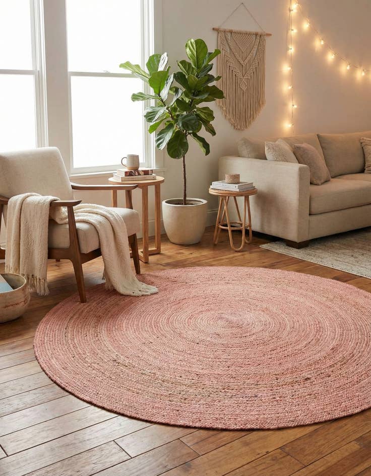 Detail image of  8' x 8'  Hand Braided Jute Round Rug