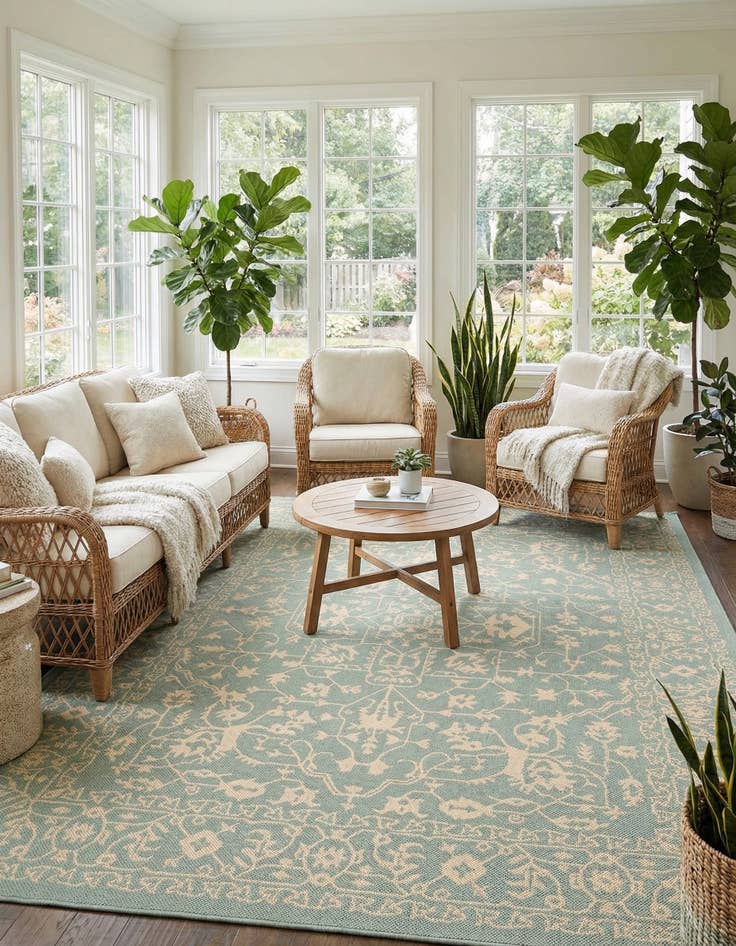 Detail image of 7' x 10'  Washable Botanical Indoor / Outdoor Rug