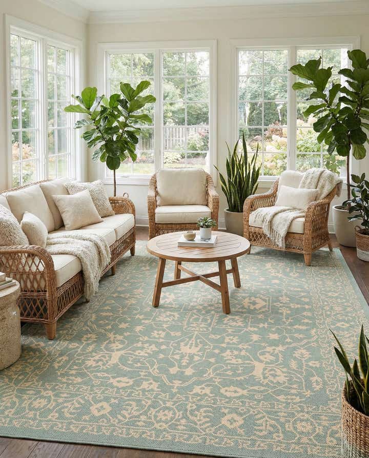 7' x 10' Easy-Clean Botanical Indoor / Outdoor Rug