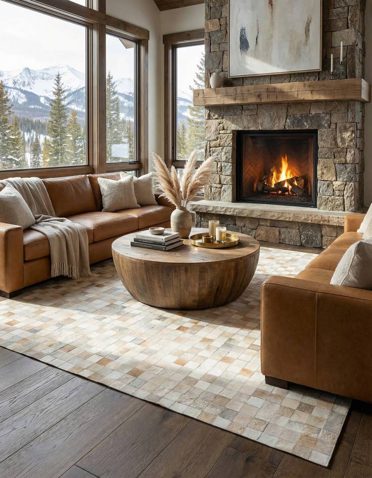 Detail image of 8' x 9' 11 Cowhide Stocks Rug