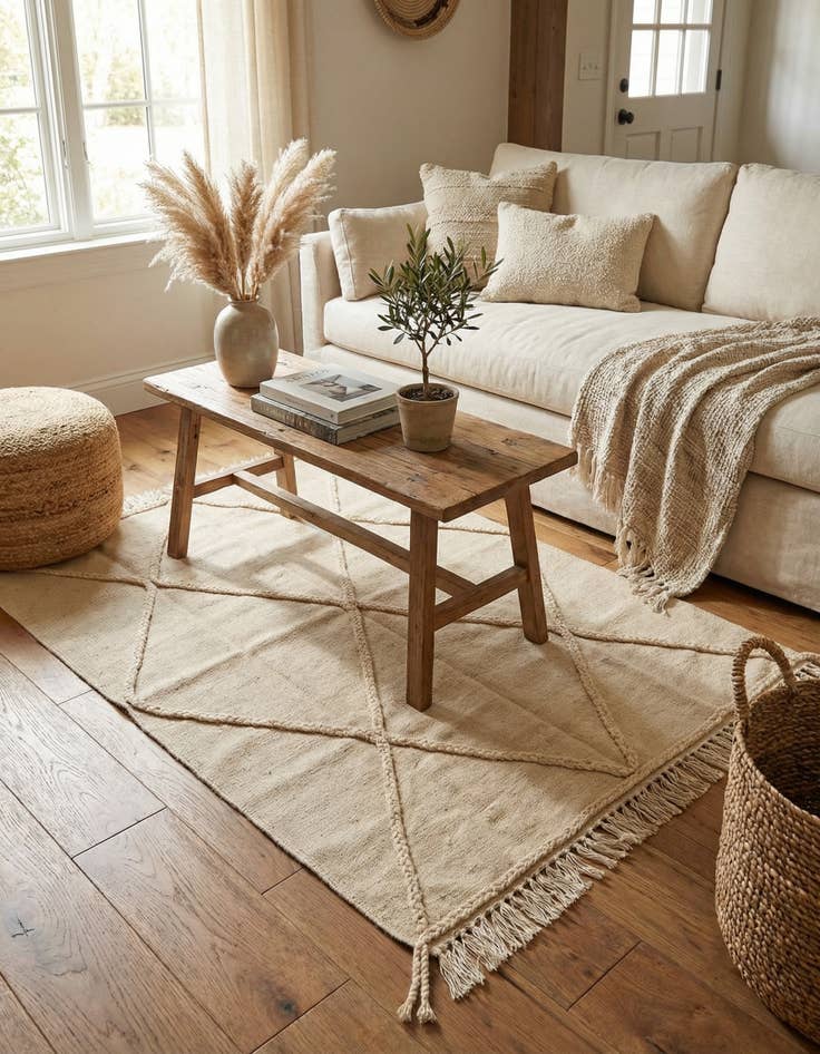 Detail image of  3' 4 x 4' 11  Hand Knotted Moroccan Wool Rug