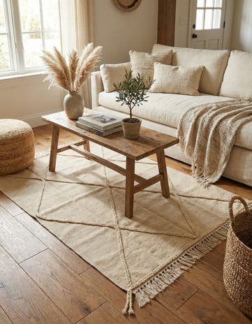 3' 4 x 4' 11 Hand Knotted Moroccan Wool Rug