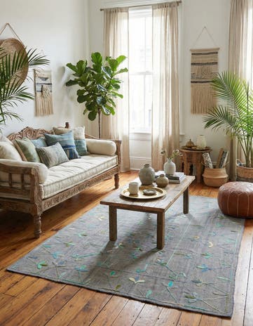 5' 7 x 7' 7 Hand Woven Kilim Suzani Wool Rug