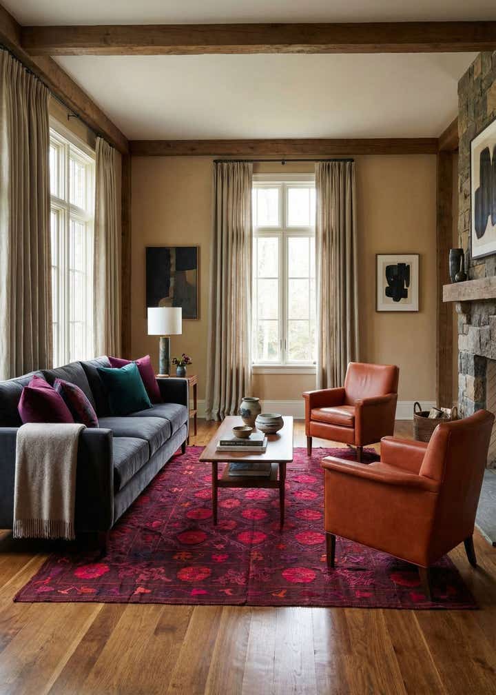 6' 4 x 6' 7 Hand Woven Kilim Modern Wool Square Rug