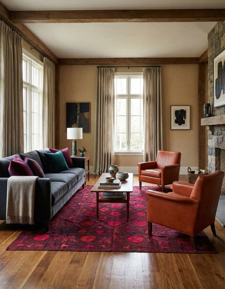 Detail image of 6' 4 x 6' 7  Hand Woven Kilim Modern Wool Square Rug