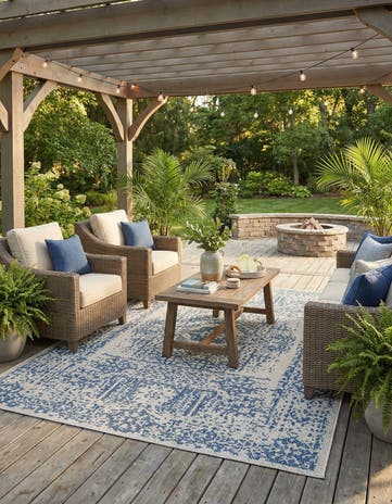 7' 10 x 11' Easy-Clean Traditional Indoor / Outdoor Rug
