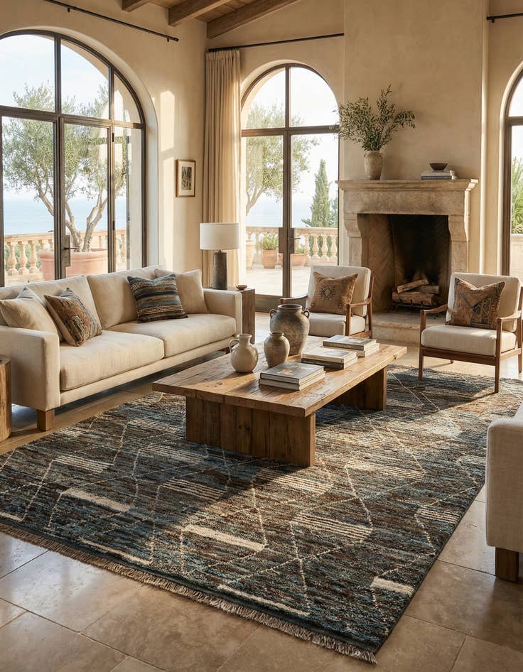 Detail image of  6' 7 x 9' 4  Hand Knotted Moroccan Wool Rug