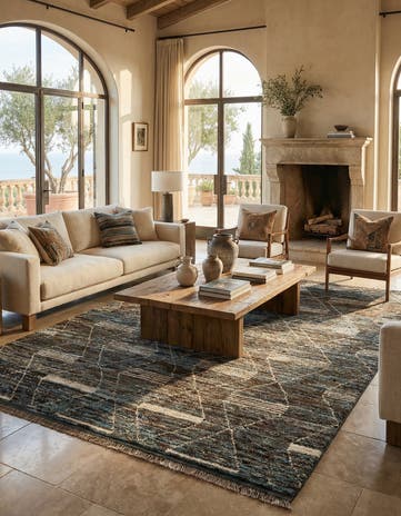 6' 7 x 9' 4 Hand Knotted Moroccan Wool Rug