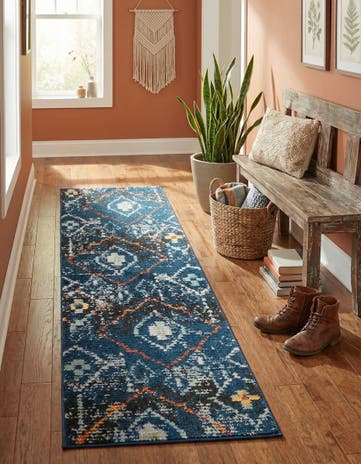 Navy Blue Morocco Runner Rug