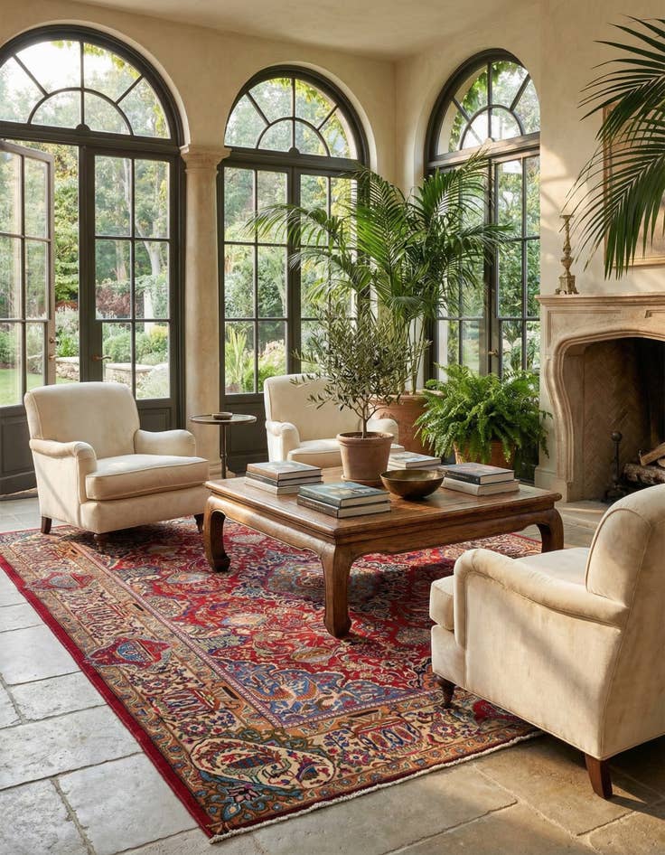 Detail image of  9' 8 x 12' 7  Hand Knotted Kashmar Persian Wool Rug