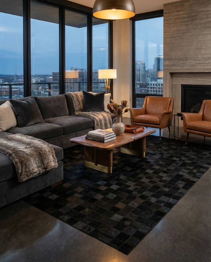 Detail image of 5' 3 x 8' 1 Cowhide - Patchwork Rug