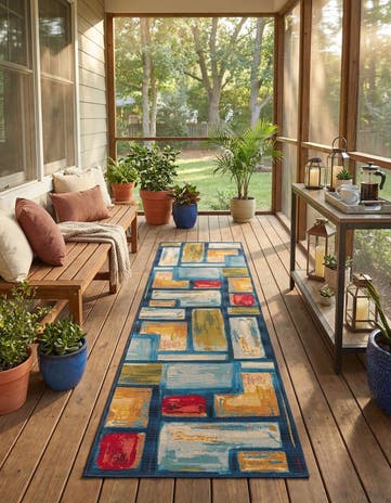 2' 7 x 12' Easy-Clean Modern Indoor / Outdoor Runner Rug