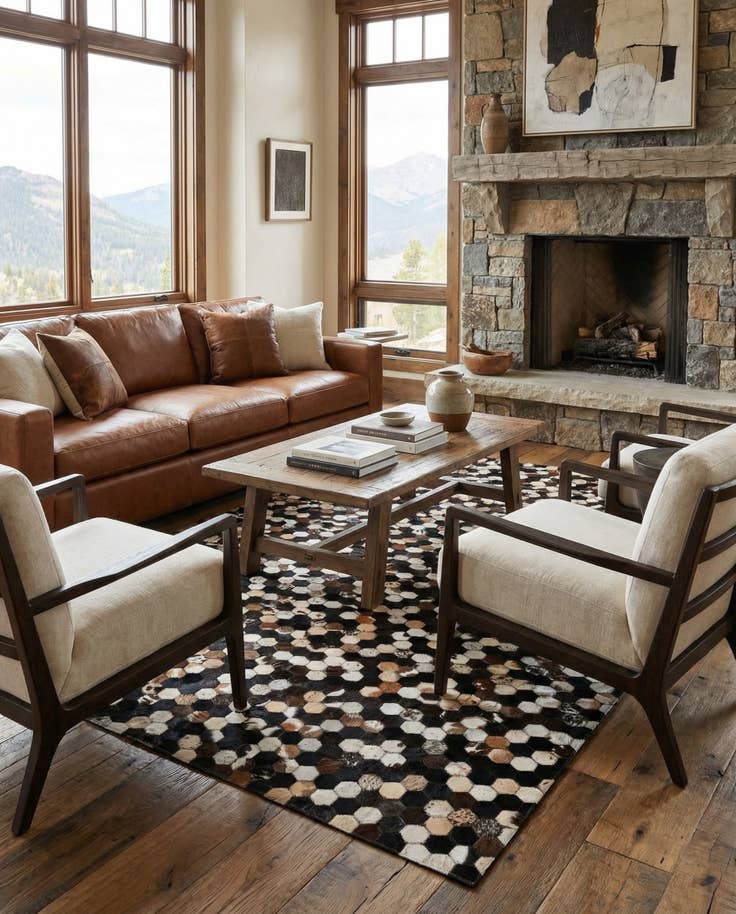 Detail image of 5' 1 x 8' Cowhide - Patchwork Rug