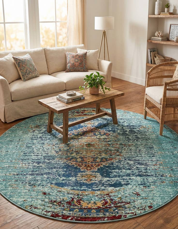 Detail image of  8' x 8'  Washable Carnevale Round Rug