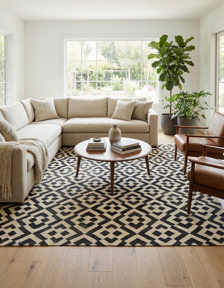 Detail image of 8' 6 x 11' 4  Hand Woven Kilim Modern Wool Rug