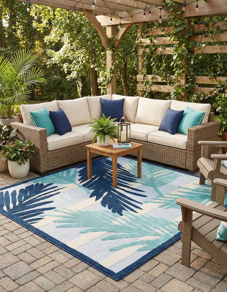 Detail image of  7' 10 x 7' 10  Washable Aruba Indoor / Outdoor Square Rug