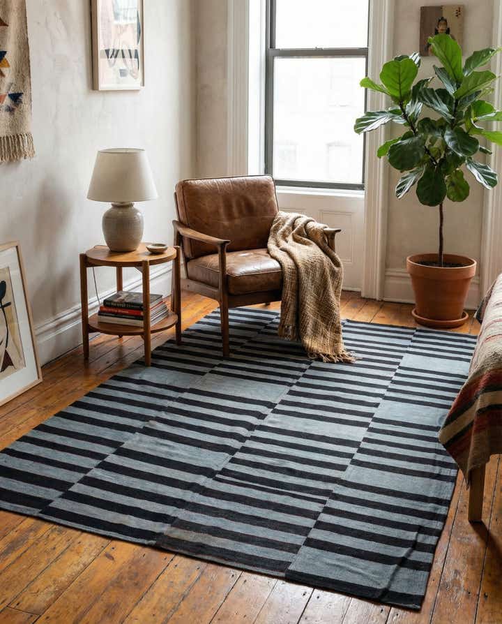 5' 8 x 8' 2 Hand Woven Kilim Patchwork Wool Rug