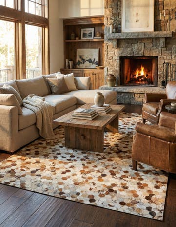 5' 1 x 8' Cowhide Leather Rug
