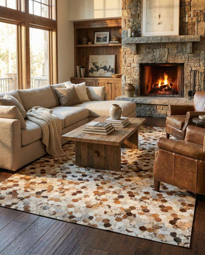 5' 1 x 8' Cowhide Leather Rug
