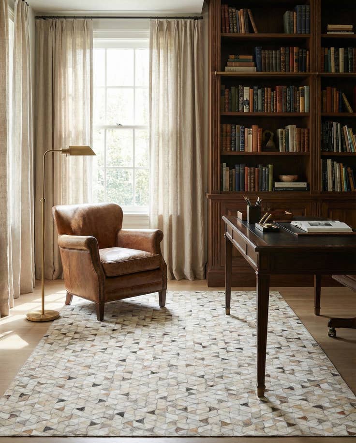 Detail image of 5' 1 x 8' Cowhide Leather Rug