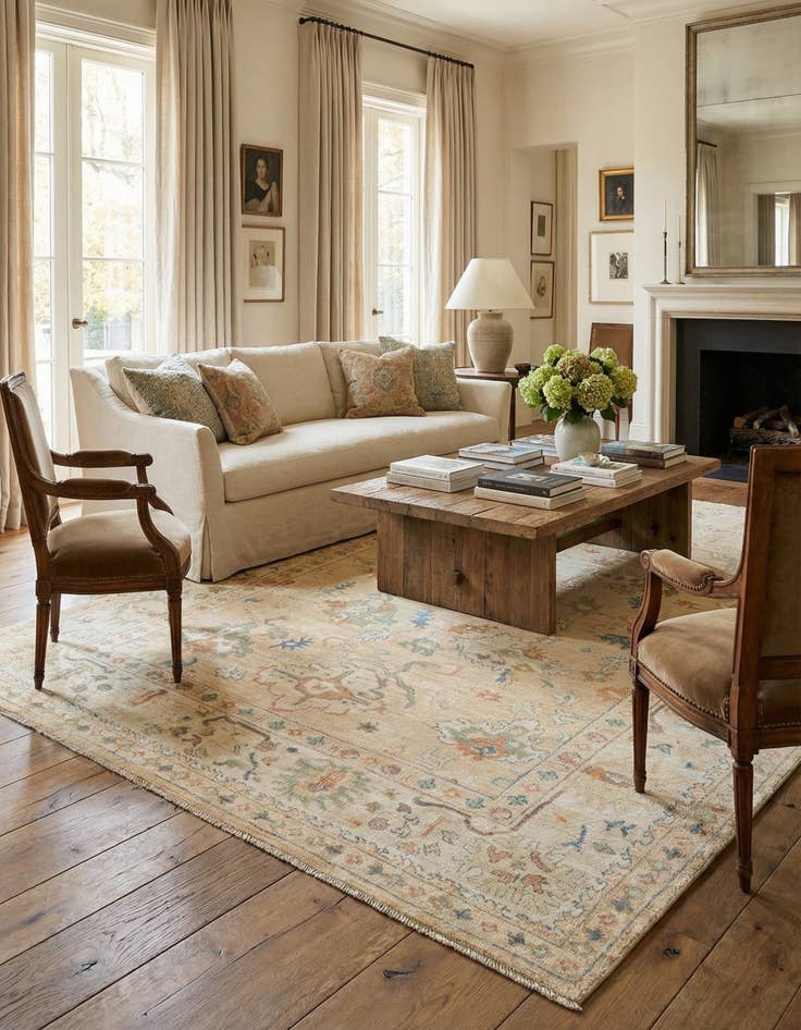 Detail image of 9' 1 x 11' 10  Hand Knotted Oushak Rug