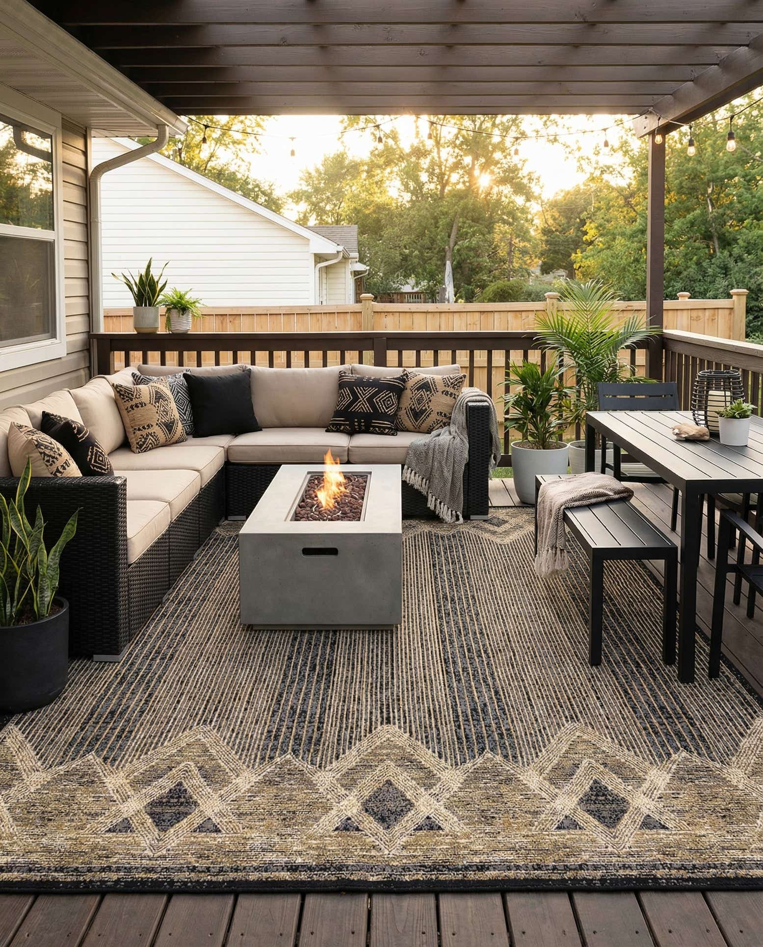 7' 10 x 10' Easy-Clean Modern Indoor / Outdoor Rug