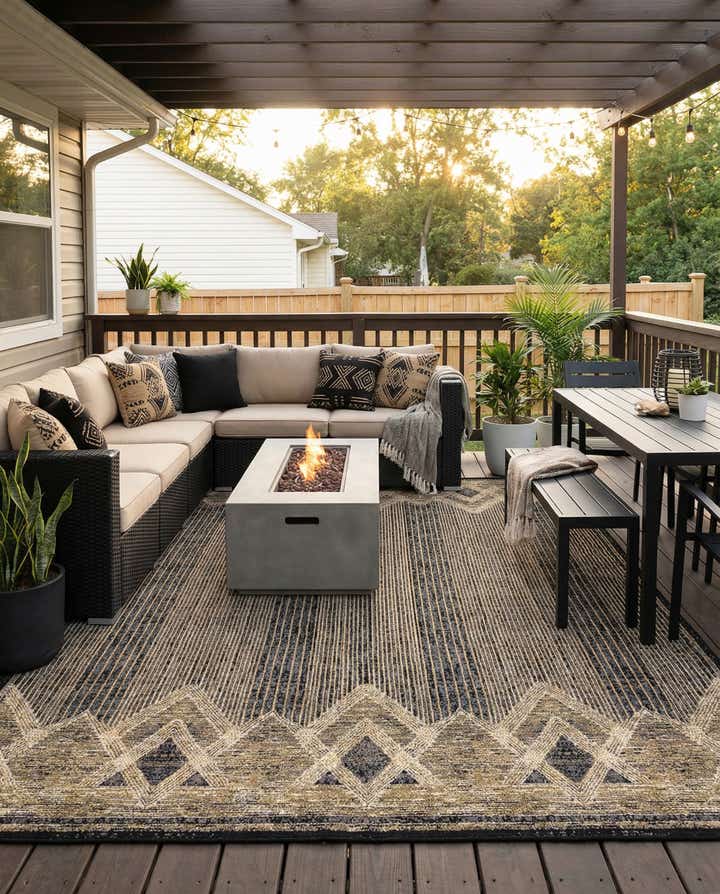 7' 10 x 10' Easy-Clean Modern Indoor / Outdoor Rug