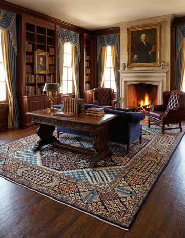 10' 2 x 13' 8 Hand Knotted Isfahan Persian Wool Rug