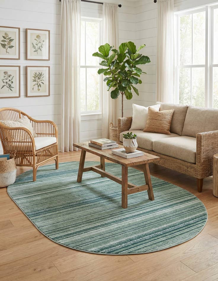 Detail image of  5' 3 x 8' Gemstone Oval Rug