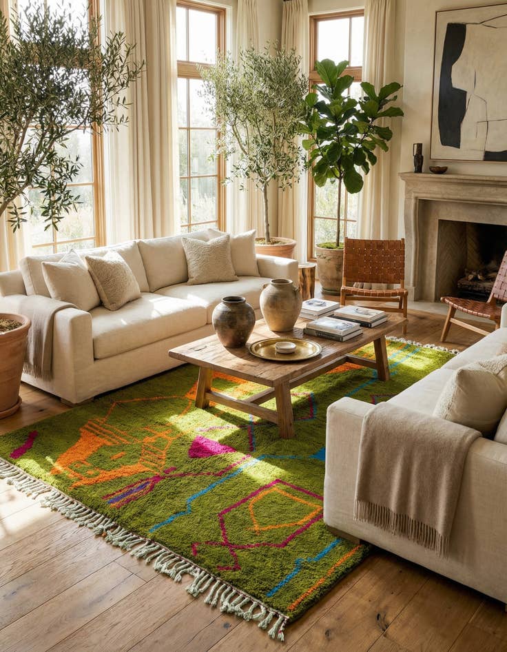 Detail image of 6' 10 x 9' 4  Hand Knotted Moroccan Wool Rug