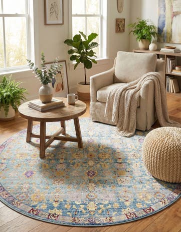 Blue Aqua Round Rug