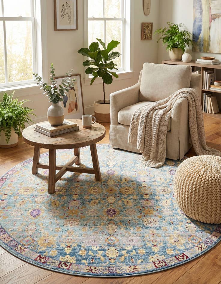 Detail image of 8' x 8' Aqua Round Rug