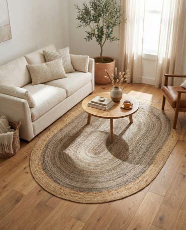 7' 10 x 10'  Hand Braided Jute Oval Rug