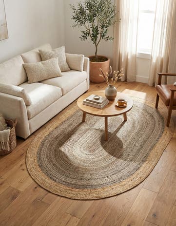 7' 10 x 10' Handmade Braided Jute Oval Rug