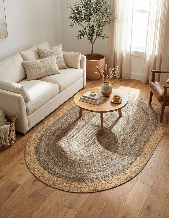 7' 10 x 10' Handmade Braided Jute Oval Rug
