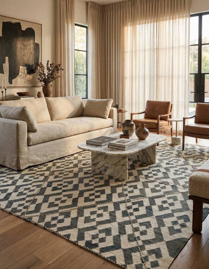 Detail image of 8' 8 x 9' 10  Hand Woven Kilim Modern Wool Rug