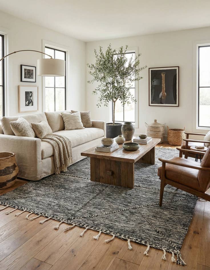 Detail image of 6' 6 x 9' 6  Hand Knotted Moroccan Wool Rug