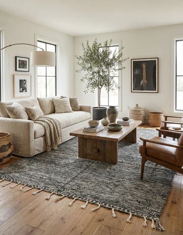 6' 6 x 9' 6 Hand Knotted Moroccan Wool Rug